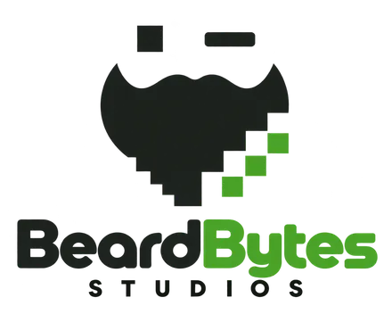 BeardBytes Studios — a pixelated beard with green accents